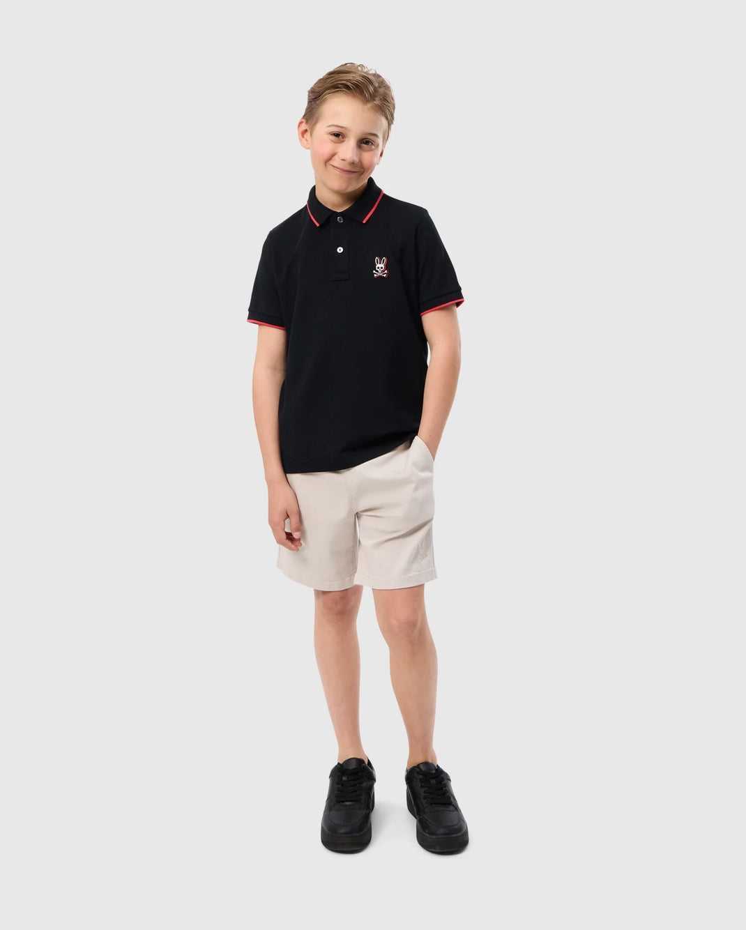 Polos Psycho Bunny Kayden Pique Polo Noir Enfant | KUP-31806729